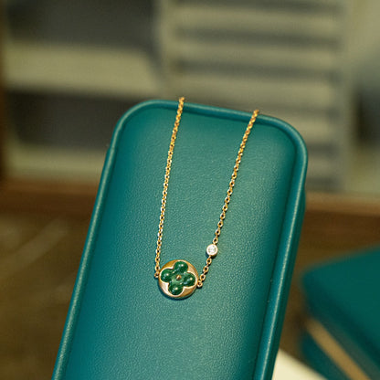 [ORA]SUN MALACHITE 1 DIAMOND PINK GOLD BRACELET