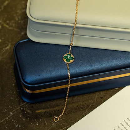 [ORA]SUN MALACHITE 1 DIAMOND PINK GOLD BRACELET