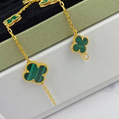 [ORA]MAGIC CLOVER MALACHITE GOLD BRACELET 5 MOTIFS