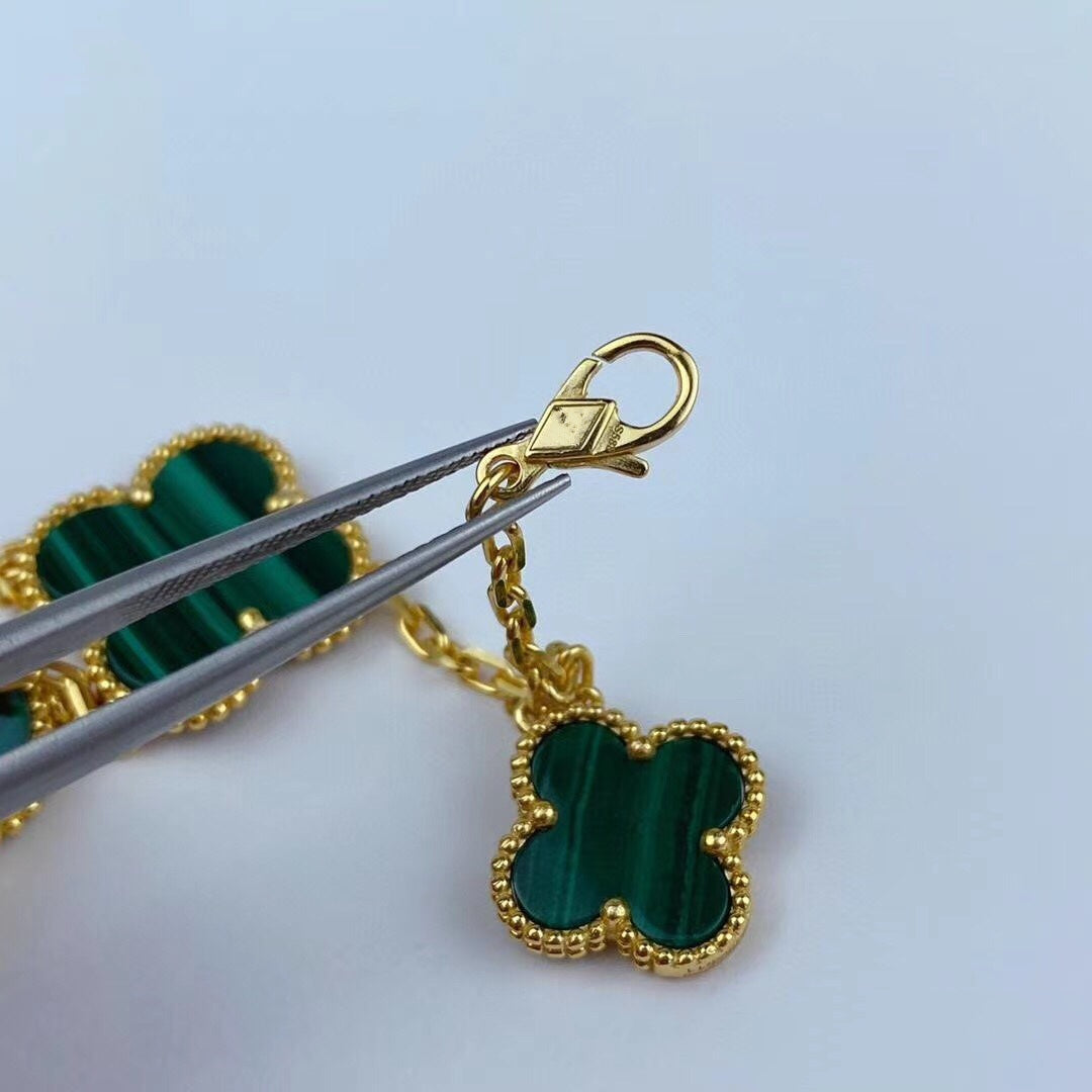 [ORA]MAGIC CLOVER MALACHITE GOLD BRACELET 5 MOTIFS