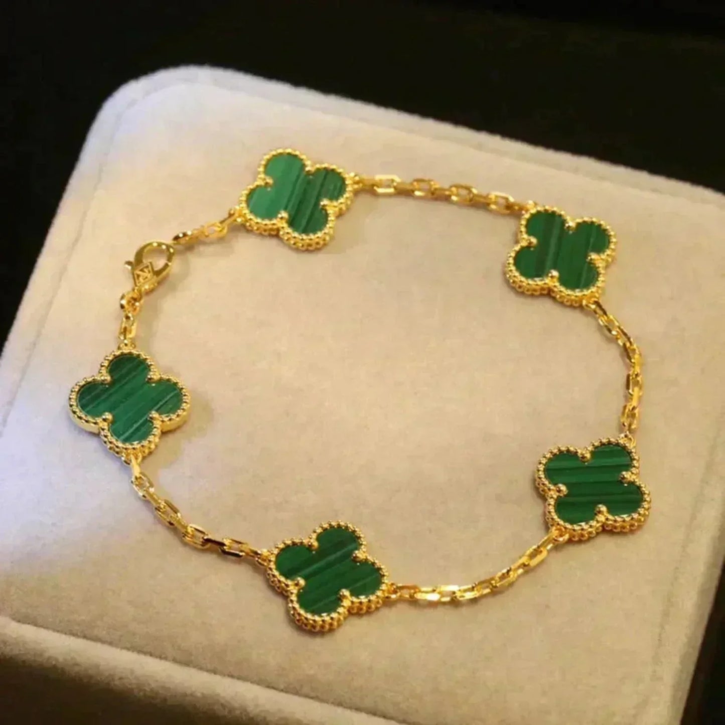 [ORA] CLOVER 5 MOTIF MALACHITE BRACELET COLLECTION