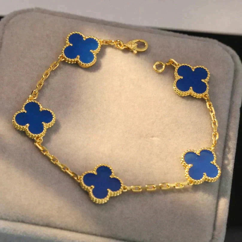 [ORA] CLOVER 5 MOTIF BLUE AGATE BRACELET COLLECTION