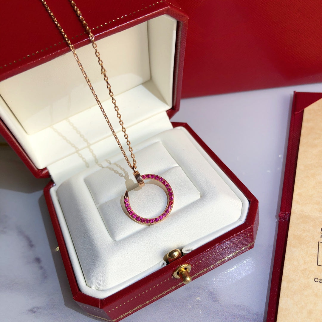 [ORA]JUSTE NECKLACE GOLD RED DIAMONDS