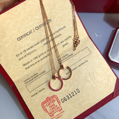 [ORA]JUSTE NECKLACE GOLD RED DIAMONDS