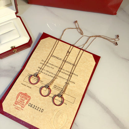[ORA]JUSTE NECKLACE GOLD RED DIAMONDS