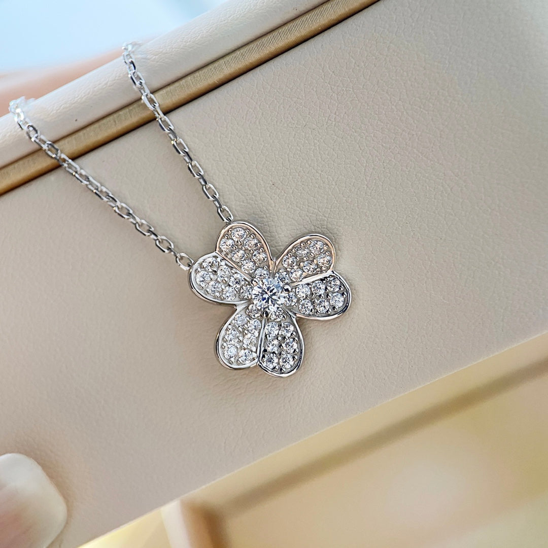 [ORA]CLOVER DIAMOND HALSKETTE SILBER