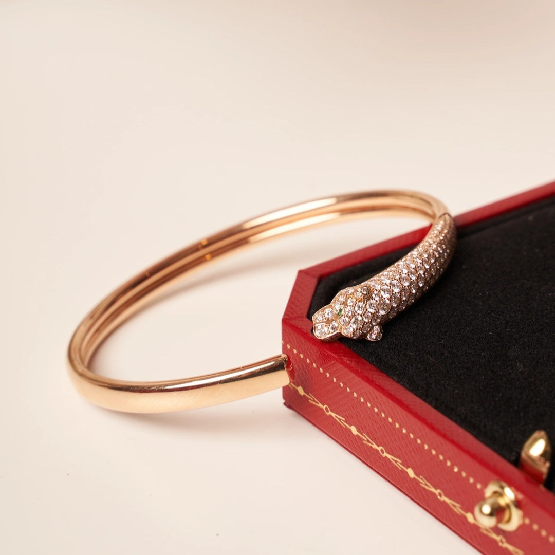 [ORA]PANTHERE ROSE GOLD DIAMOND OPEN BRACELET