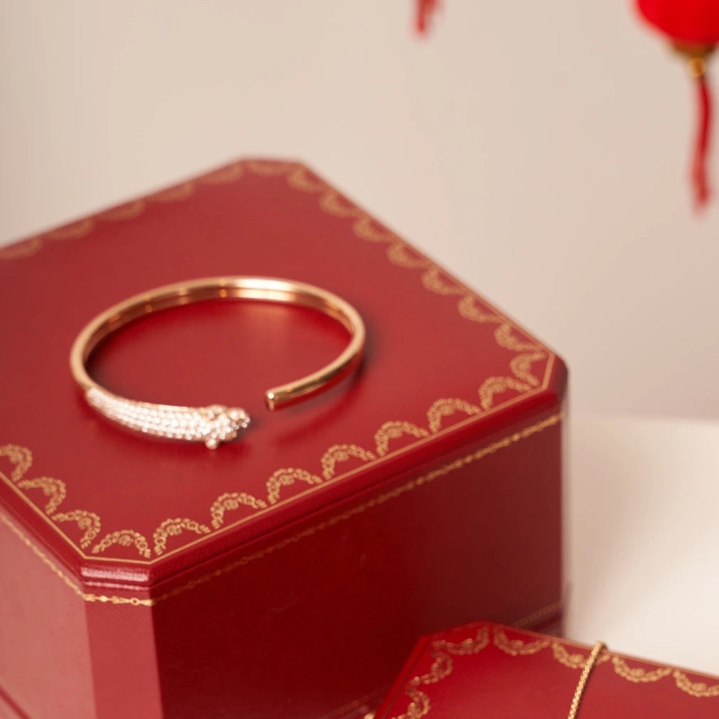[ORA]PANTHERE ROSE GOLD DIAMOND OPEN BRACELET