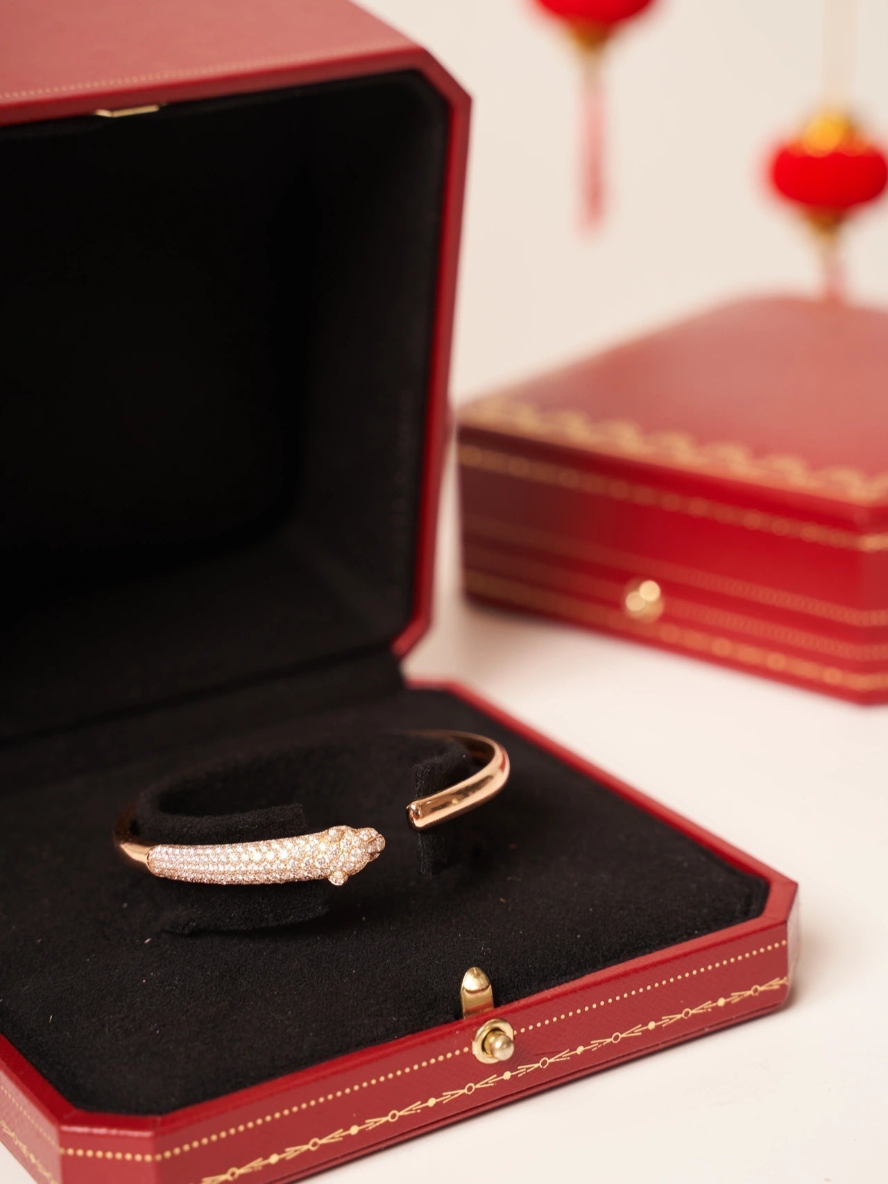 [ORA]PANTHERE ROSE GOLD DIAMOND OPEN BRACELET