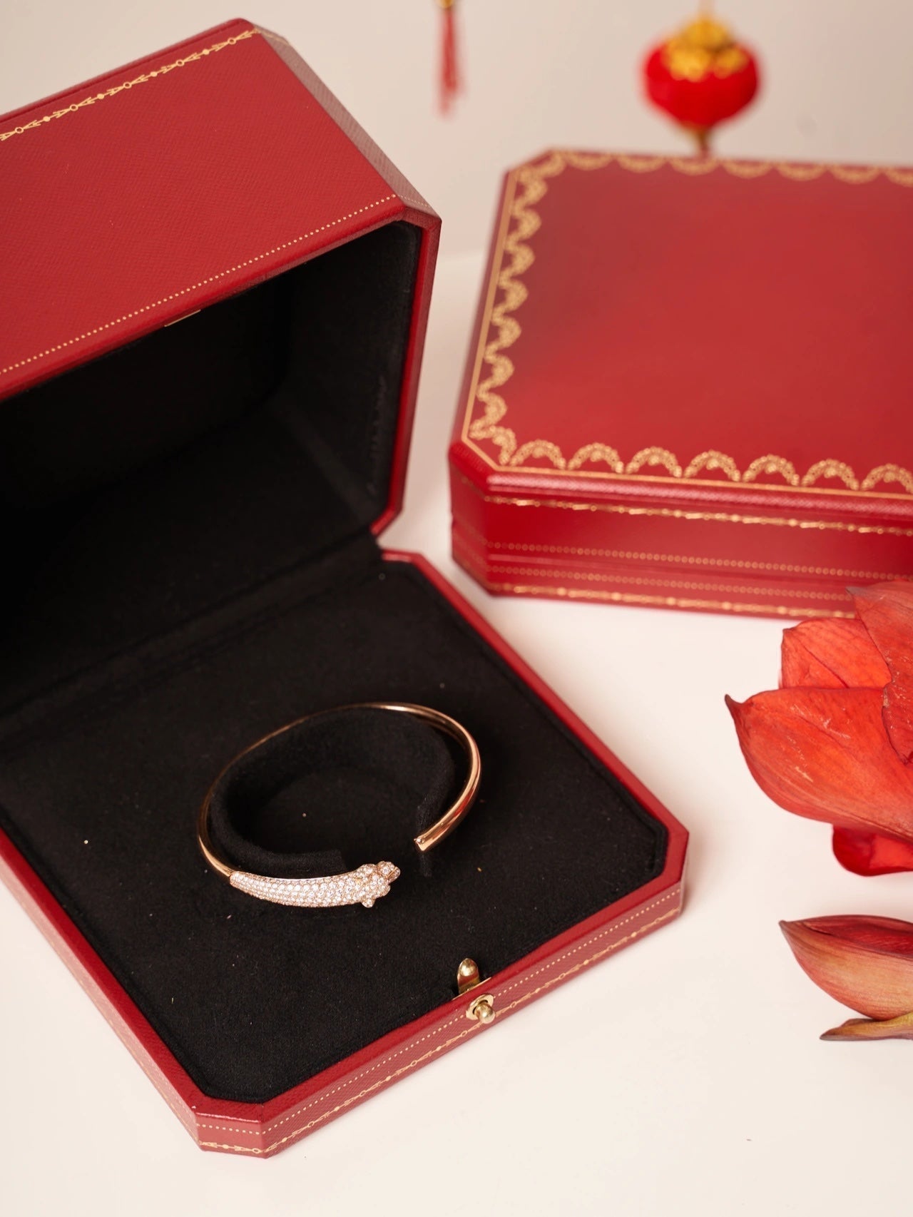 [ORA]PANTHERE ROSE GOLD DIAMOND OPEN BRACELET