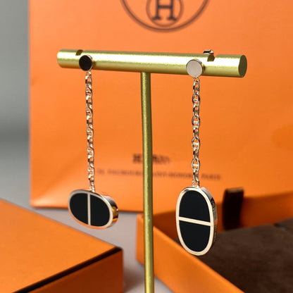 [ORA]CHAINE VERSO BLACK CERAMIC EARRINGS