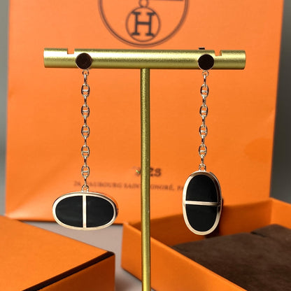[ORA]CHAINE VERSO BLACK CERAMIC EARRINGS