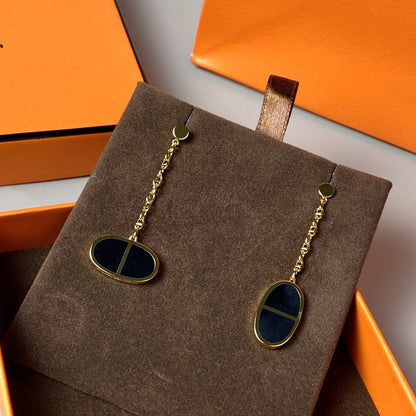 [ORA]CHAINE VERSO BLACK CERAMIC EARRINGS