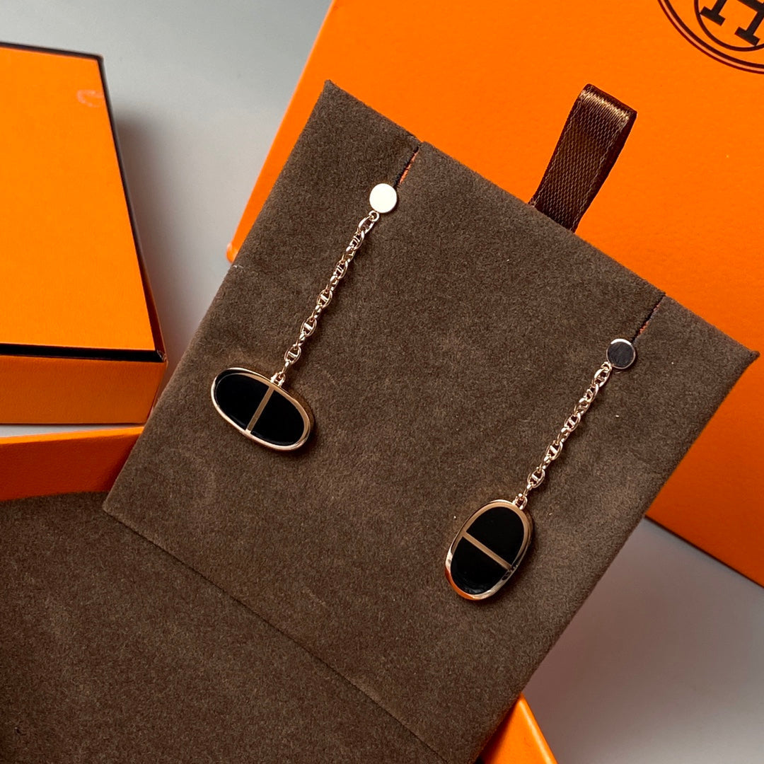 [ORA]CHAINE VERSO BLACK CERAMIC EARRINGS