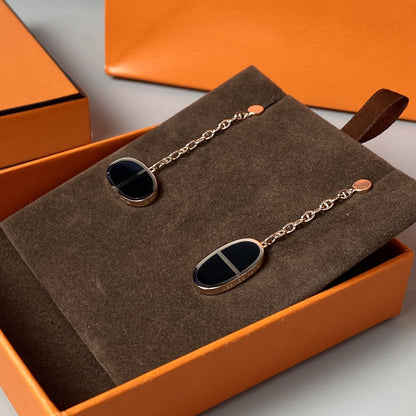 [ORA]CHAINE VERSO BLACK CERAMIC EARRINGS