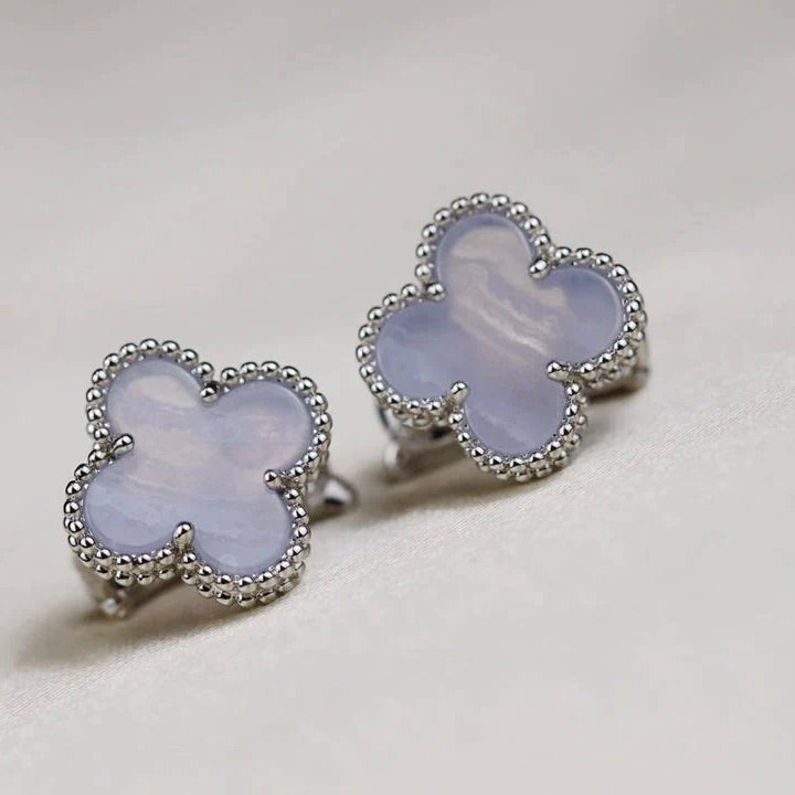 [ORA]CLOVER MEDIUM 1 MOTIFS  WHITE MOP EARRINGS SILVER