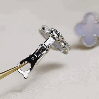 [ORA]CLOVER MEDIUM 1 MOTIFS  WHITE MOP EARRINGS SILVER