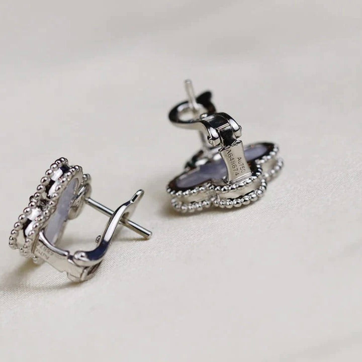 [ORA]CLOVER MEDIUM 1 MOTIFS  WHITE MOP EARRINGS SILVER