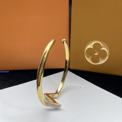 [ORA]VOLTE UPSITE DOWN DIAMOND GOLD OPEN BRACELET