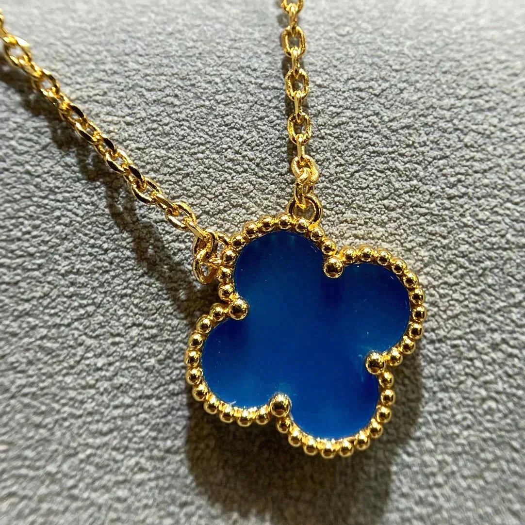 [ORA]CLOVER 15MM BLUE AGATE NECKLACE