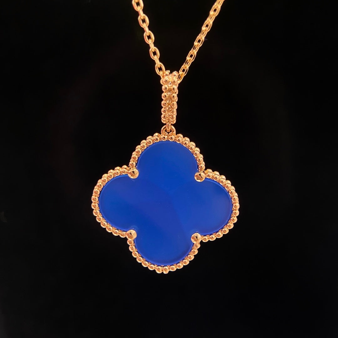 [ORA]CLOVER 25MM NECKLACE TURQUOISE ROSE GOLD