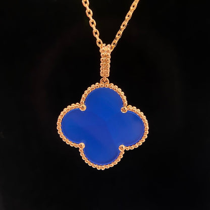 [ORA]CLOVER 25MM NECKLACE TURQUOISE ROSE GOLD