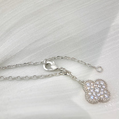 [ORA]CLOVER 5 MOTIFS SILVER DIAMONDS NECKLACE
