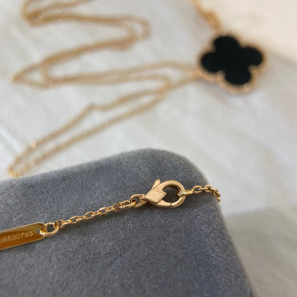 [ORA]CLOVER 25MM NECKLACE GOLD ONYX