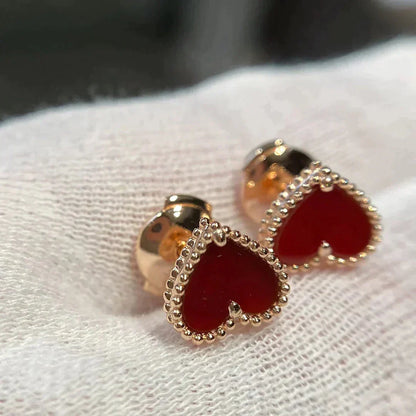 [ORA]HEART CARNELIAN STUD EARRINGS