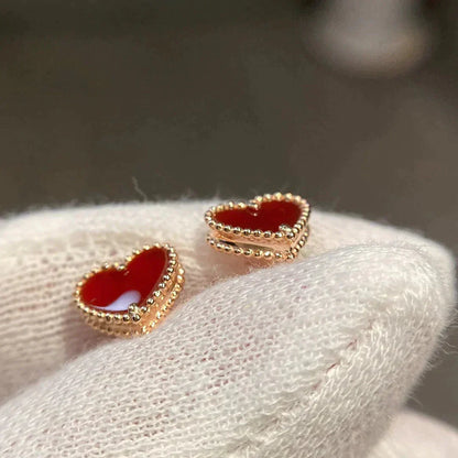 [ORA]HEART CARNELIAN STUD EARRINGS