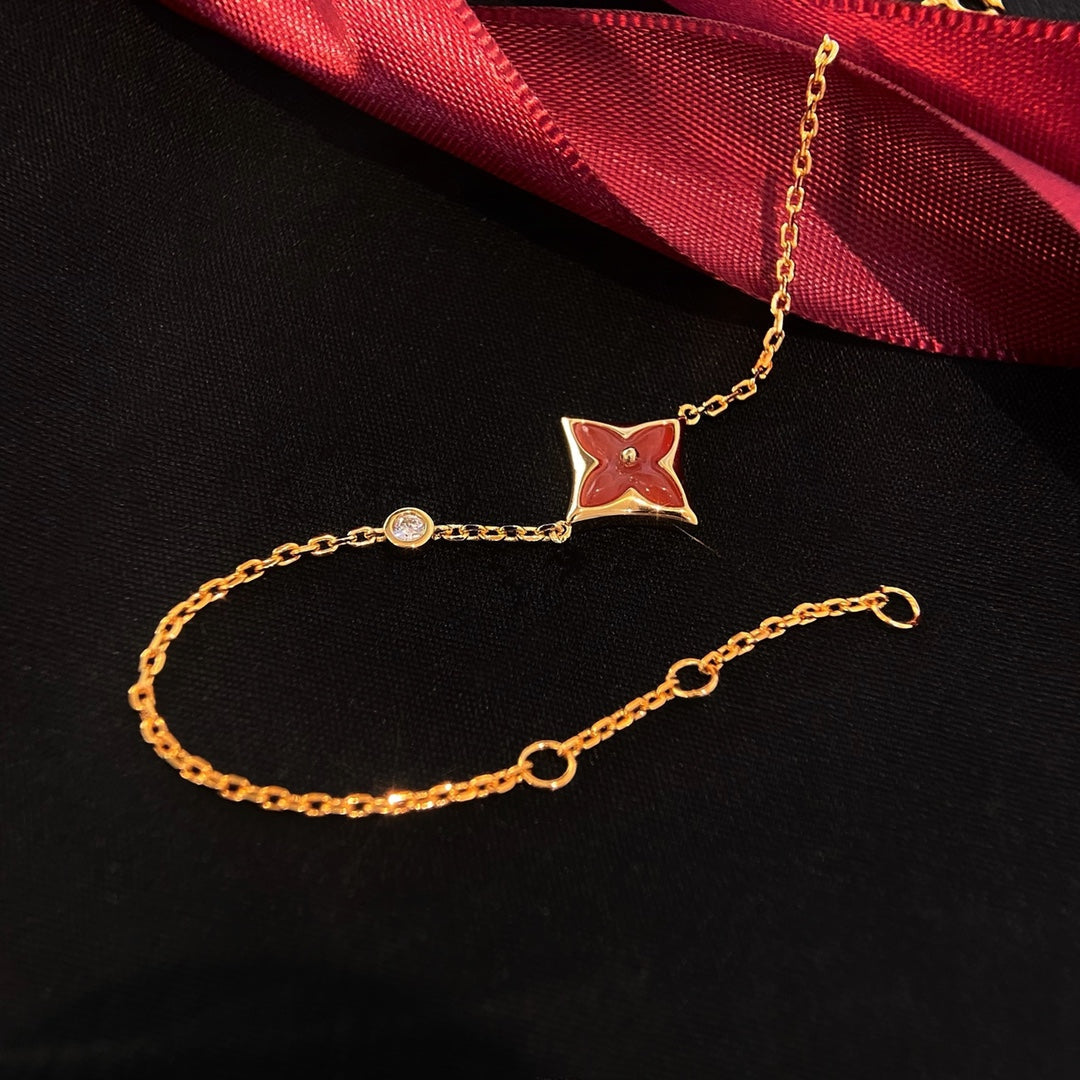 [ORA]COLOR STAR CARNELIAN PINK GOLD DIAMOND BRACELET