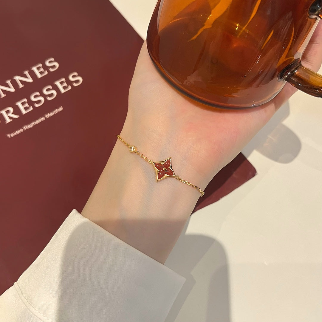 [ORA]COLOR STAR CARNELIAN PINK GOLD DIAMOND BRACELET