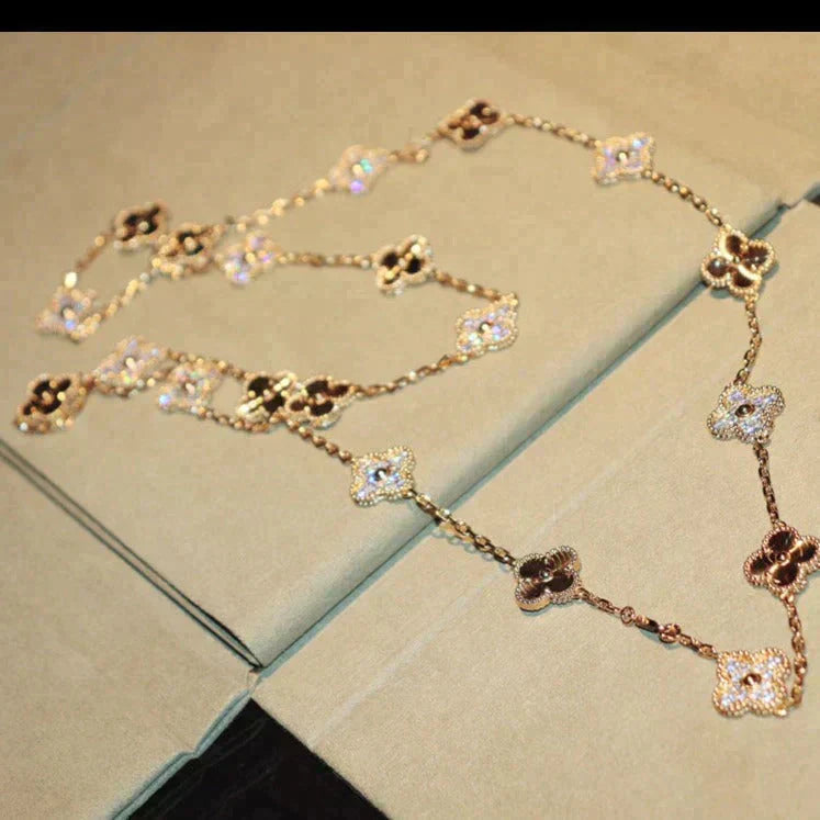 [ORA]CLOVER 20 MOTIFS LASER DIAMOND NECKLACE