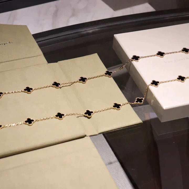 [ORA]CLOVER 20 MOTIFS ONYX NECKLACE