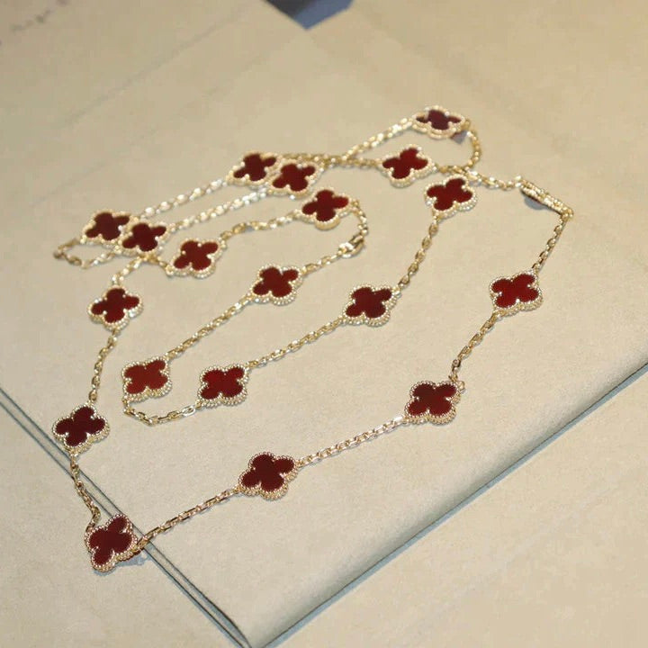 [ORA]CLOVER 20 MOTIFS CARNELIAN NECKLACE