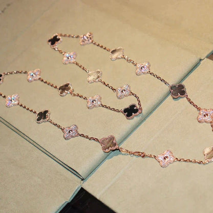 [ORA]CLOVER 20 MOTIFS DARK MOP DIAMOND  NECKLACE