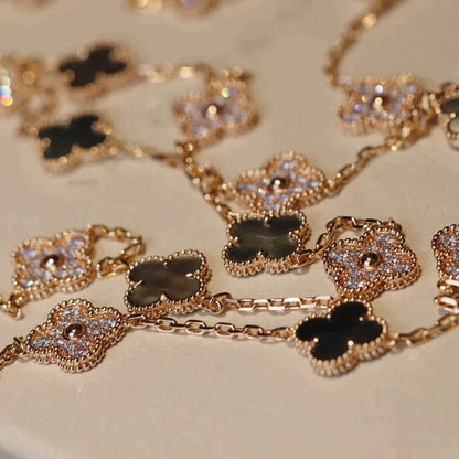 [ORA]CLOVER 20 MOTIFS DARK MOP DIAMOND  NECKLACE