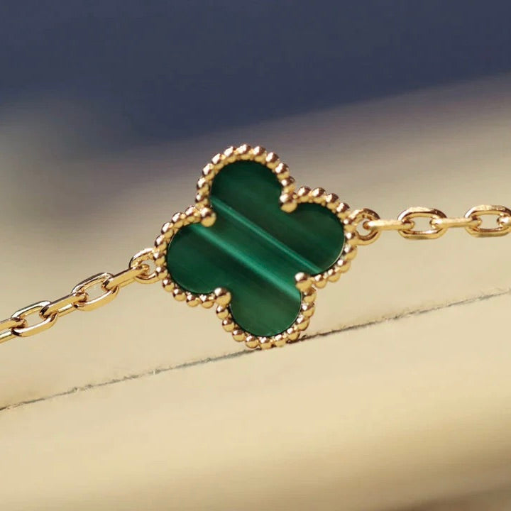 [ORA]CLOVER 20 MOTIFS MALACHITE DIAMOND NECKLACE