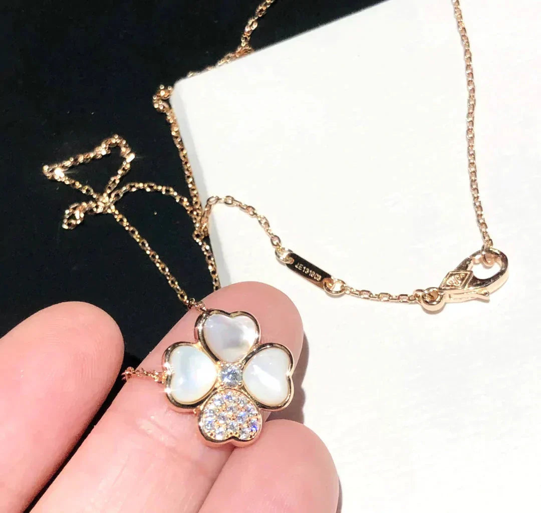 [ORA]CLOVER MOP DIAMOND ROSE GOLD NECKLACE
