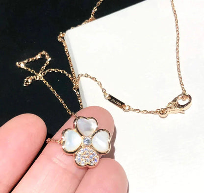 [ORA]CLOVER MOP DIAMOND ROSE GOLD NECKLACE