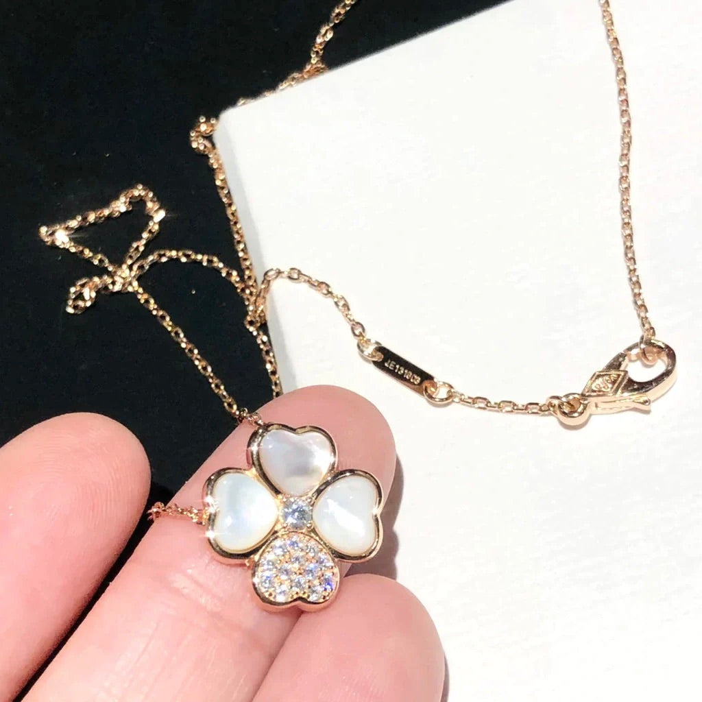 [ORA]CLOVER MOP DIAMOND ROSE GOLD NECKLACE