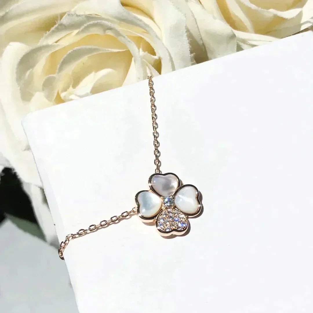 [ORA]CLOVER MOP DIAMOND ROSE GOLD NECKLACE