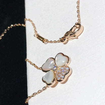[ORA]CLOVER MOP DIAMOND ROSE GOLD NECKLACE