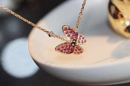 [ORA]BUTTERFLY RED DIAMOND ROSE GOLD NECKLACE