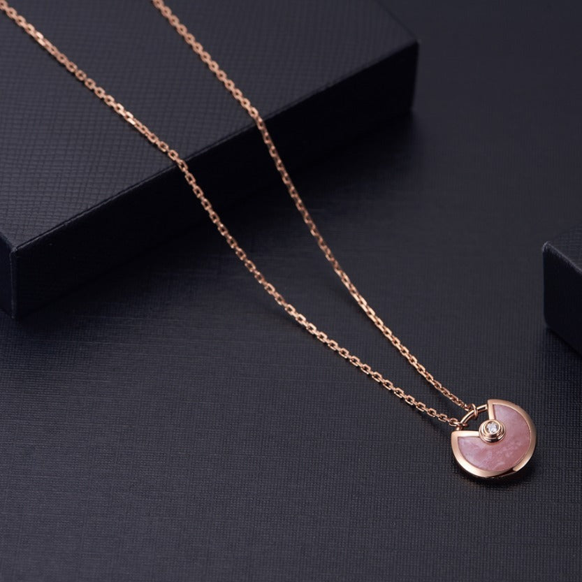 [ORA]AMULETTE ROSE GOLD PINK MOP NECKLACE