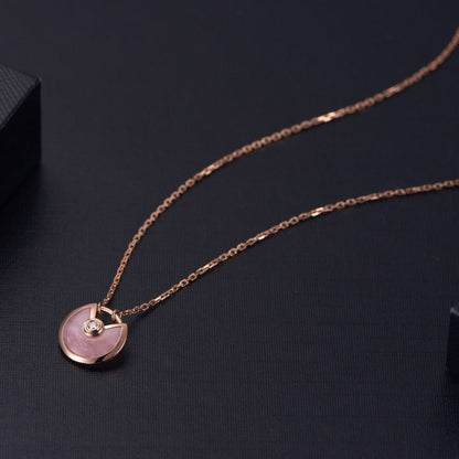 [ORA]AMULETTE ROSE GOLD PINK MOP NECKLACE