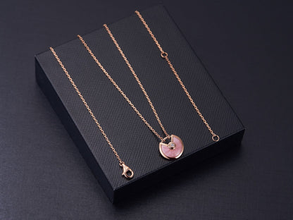 [ORA]AMULETTE ROSE GOLD PINK MOP NECKLACE