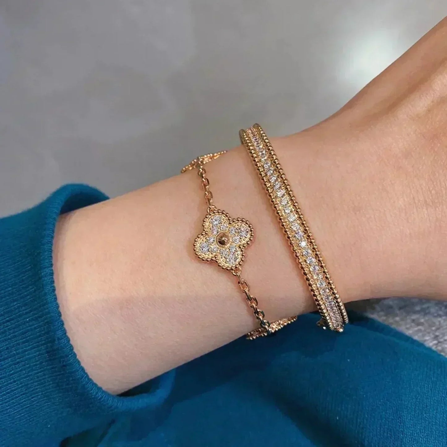 [ORA] CLOVER 5 MOTIF FULL DIAMOND BRACELET COLLECTION