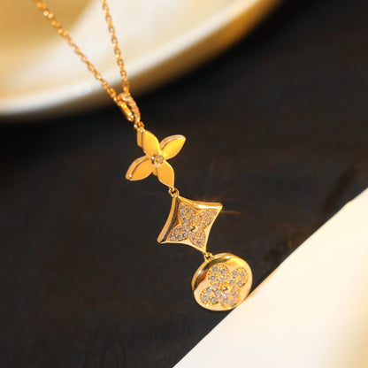 [ORA]STAR AND SUN DIAMOND PINK GOLD NECKLACE