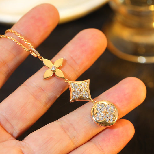 [ORA]STAR AND SUN DIAMOND PINK GOLD NECKLACE